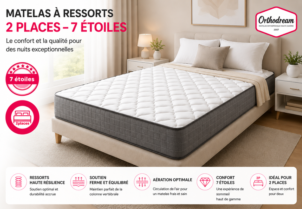 Matelas à Ressorts 2 Places 7 étoiles