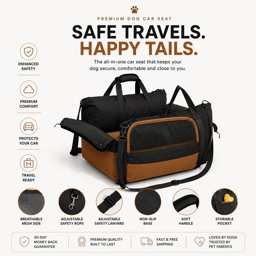 TRAVELNEST Dog Car Seat Bed