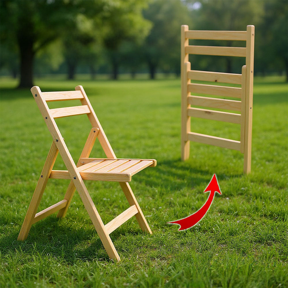 Chaise de Plage et de Jardin Pliable en Bois Massif Naturel